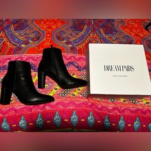 DREAM PAIRS Women's Black Chunky High Heel Ankle Booties